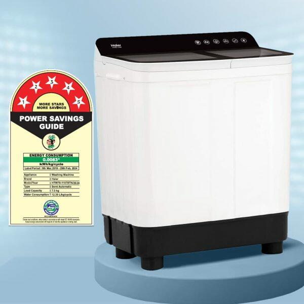 Haier HTW-70, 7 KG Semi Automatic Machine with Vortex Pulsator, Magic Filter and Anti Rat Mesh Black