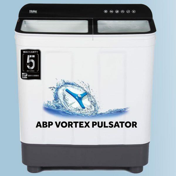 Haier HTW-70, 7 KG Semi Automatic Machine with Vortex Pulsator, Magic Filter and Anti Rat Mesh Black
