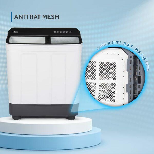 Haier HTW-70, 7 KG Semi Automatic Machine with Vortex Pulsator, Magic Filter and Anti Rat Mesh Black