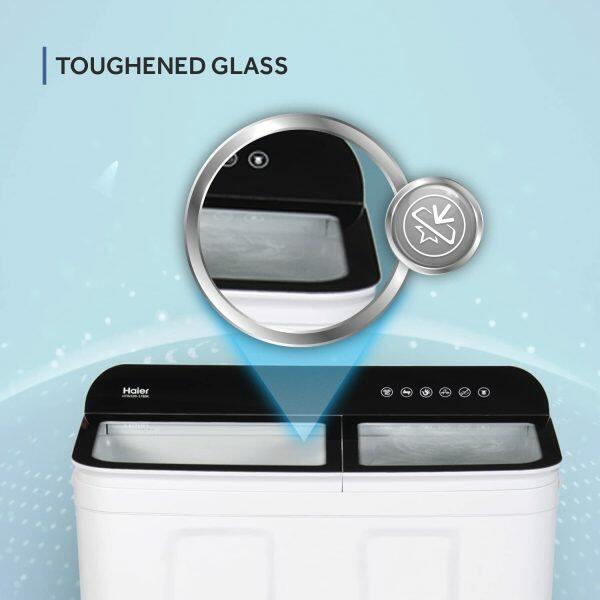 Haier HTW-70, 7 KG Semi Automatic Machine with Vortex Pulsator, Magic Filter and Anti Rat Mesh Black
