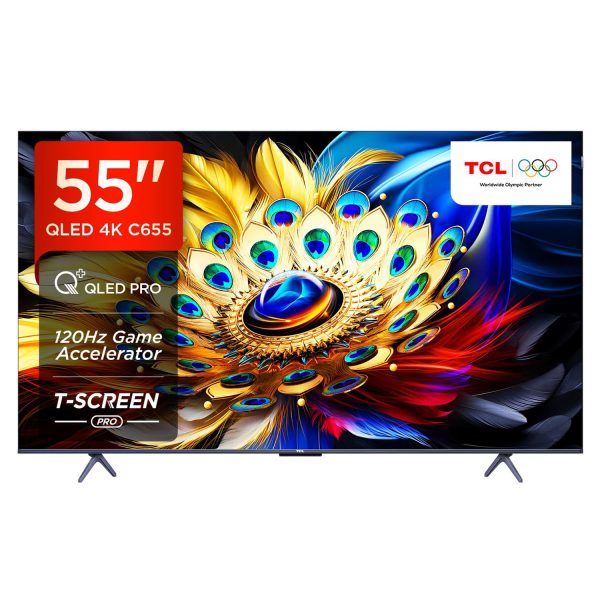TCL 55C655, 55 Inch QLED Smart Google TV with Smart Dolby Atmos, Dolby Vision and 120 Hz Game Accelerator, Black