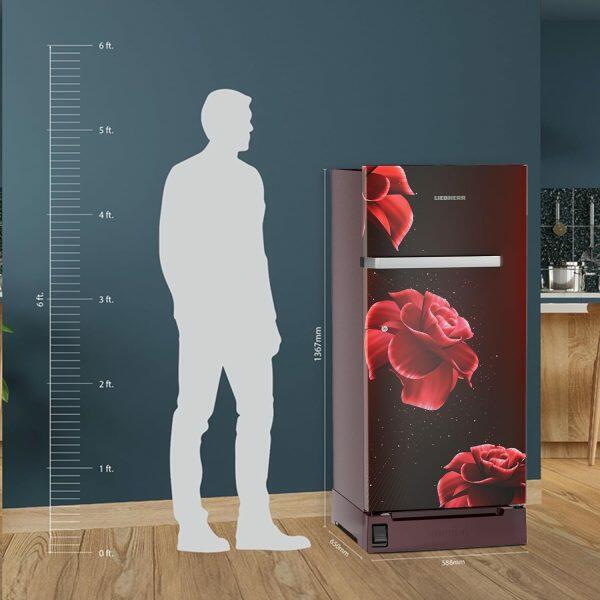Liebherr DFBRDE 1921, 191L 5 Star Inverter, Direct Cool Single Door Refrigerator, Handsfree, Foot Pedal, Base Drawer,Bar Handle, 20 Years Warranty on Compressor, Red Divine