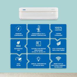 BlueStar IC318VNUS 1.5 Ton 3 Star Inverter Split AC with Wi-Fi, Voice Command & 4 Way Swing, White