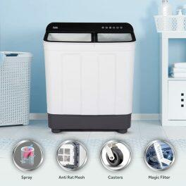 Haier HTW-70, 7 KG Semi Automatic Machine with Vortex Pulsator, Magic Filter and Anti Rat Mesh Black