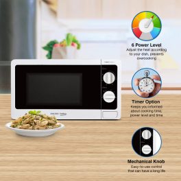 Voltas Beko MS20MPW, 20 Litre Solo Microwave with Acive Defrosting and 245MM Litre Large Glass Turntable, White