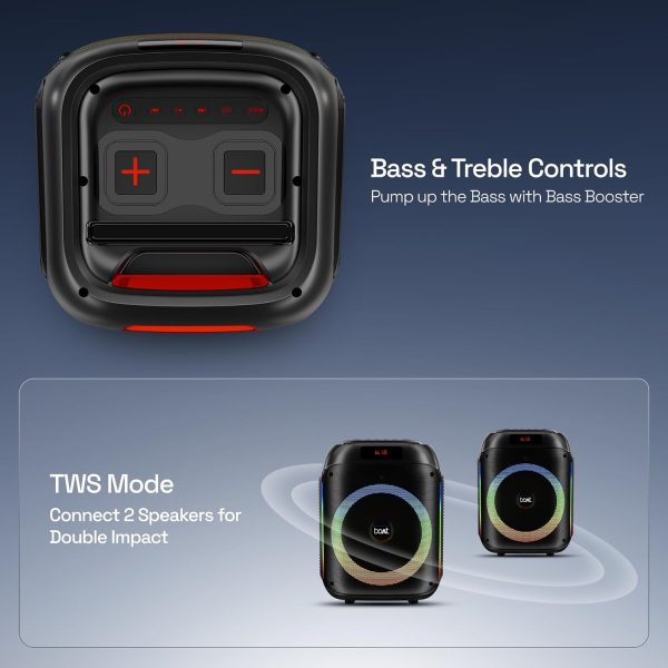 boAt PartyPal 220, 80 Watts Party Speaker with LED Lights, Black