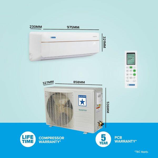 BlueStar IC318VNUS 1.5 Ton 3 Star Inverter Split AC with Wi-Fi, Voice Command & 4 Way Swing, White
