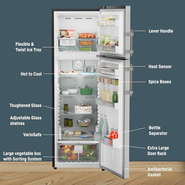 Liebherr TDLSSB3121, 316L 2 Star inverter, Hot to Cool, Lever Handle, Frost Free Double Door Refrigerator, Duo cooling, 20 Yrs Warranty on Compressor, Freezer 67L, Vegetable Organiser, Silver