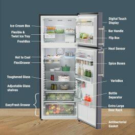 Liebherr 428L 2 Star inverter, Hot to Cool, Frost Free Double Door Refrigerator, 20 Years Warranty on Compressor, Freezer 93 L, Cobalt steel