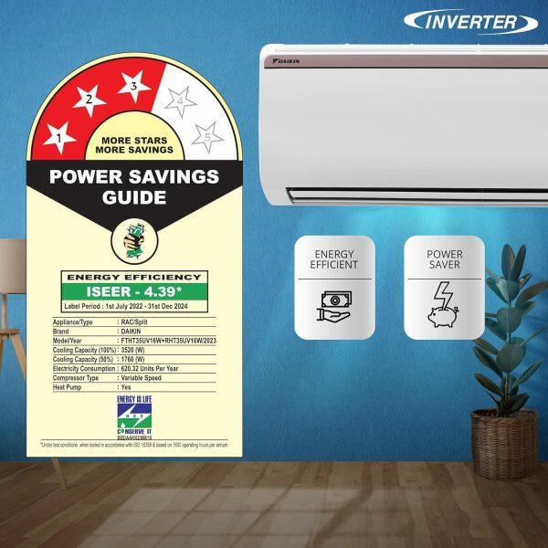 Daikin FTHT35UV 3 Star Hot & Cold Inverter Split AC with Voice Control & PM 2.5, White