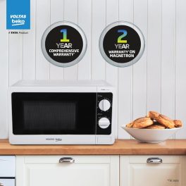 Voltas Beko MS20MPW, 20 Litre Solo Microwave with Acive Defrosting and 245MM Litre Large Glass Turntable, White