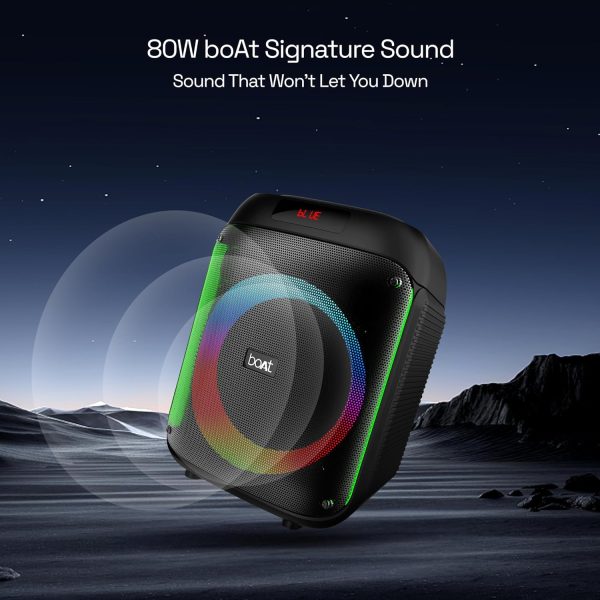 boAt PartyPal 220, 80 Watts Party Speaker with LED Lights, Black