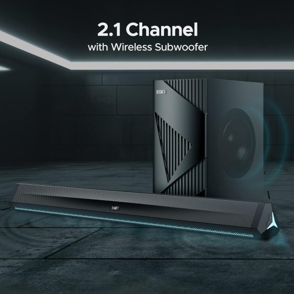 Boat Aavante Bar Stark, 160 Watts Soundbar with Wireless Subwoofer, Black