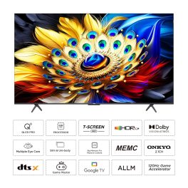 TCL 55C655, 55 Inch QLED Smart Google TV with Smart Dolby Atmos, Dolby Vision and 120 Hz Game Accelerator, Black