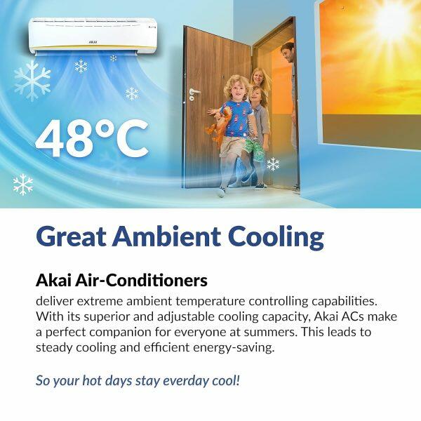 Akai AKSI-183NMQE 1.5 Ton 3 Star Inverter Split AC with 4 Way Swing, White