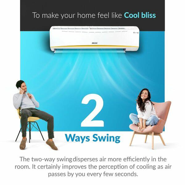 Akai AKSI-243EMQE 2 Ton 3 Star Inverter Split AC with 4 Way Swing, White