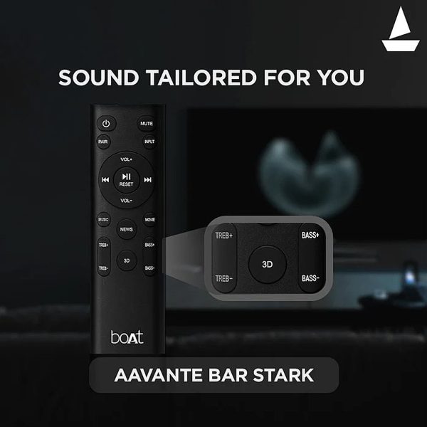 Boat Aavante Bar Stark, 160 Watts Soundbar with Wireless Subwoofer, Black