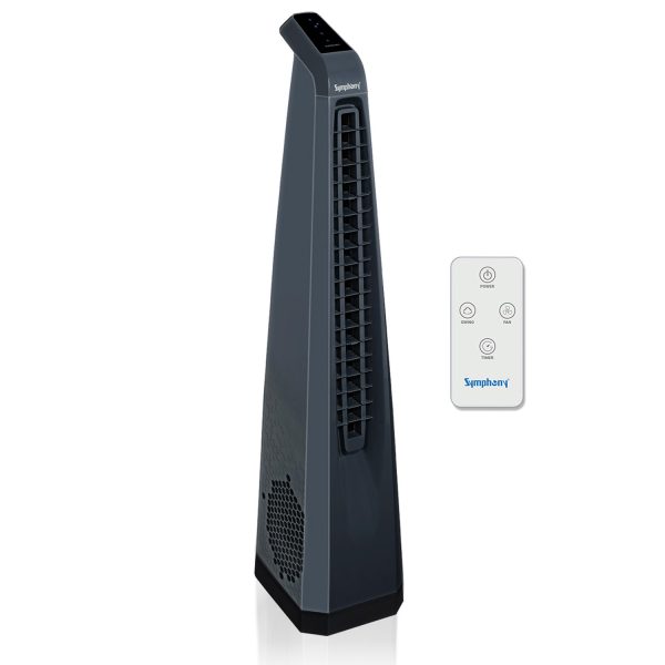 Symphony Surround, High Speed Bladeless Tower Fan with Swivel Action, Dust Filter, Low Power Consumption and Touchscreen Panel, Grey