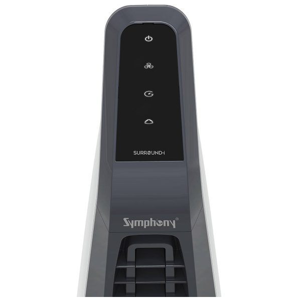 Symphony Surround, High Speed Bladeless Tower Fan with Swivel Action, Dust Filter, Low Power Consumption and Touchscreen Panel, Grey
