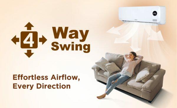 Akai AKSI-123NQE 1 Ton 3 Star Convertible Inverter Split AC with 4 Way Swing, White