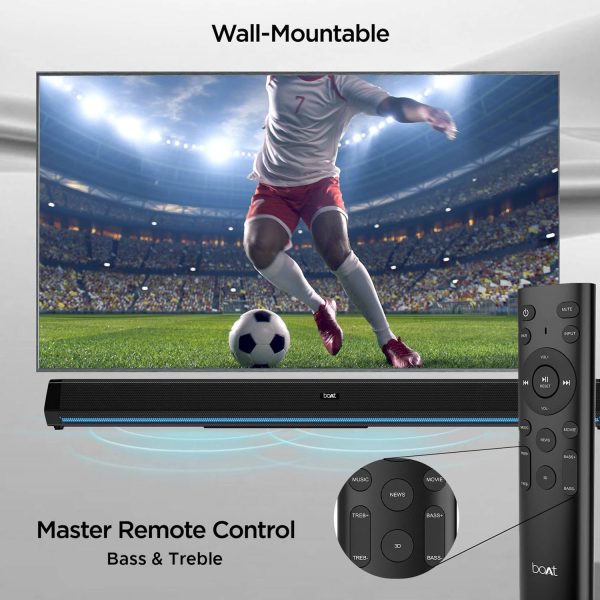 boAt Aavante Bar 2600, 2.1 Channel Speaker 300 Watts Soundbar with wired Subwoofer, Black