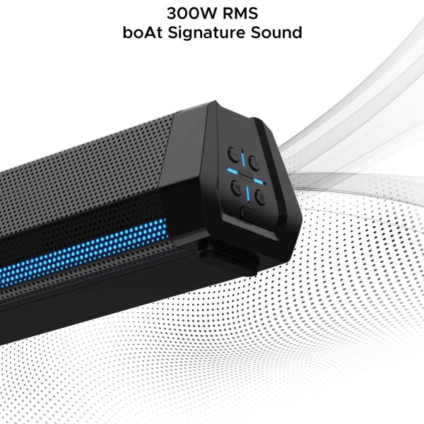 boAt Aavante Bar 2600, 2.1 Channel Speaker 300 Watts Soundbar with wired Subwoofer, Black