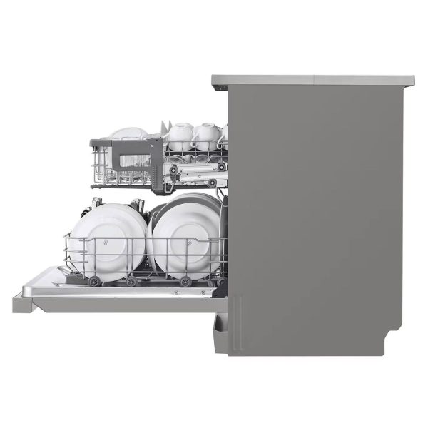 LG DFB512FP, 14 Place Free Standing Dishwasher with Inverter Direct Drive Technology, QuadWash, Easy Rack and ThinQ, Black