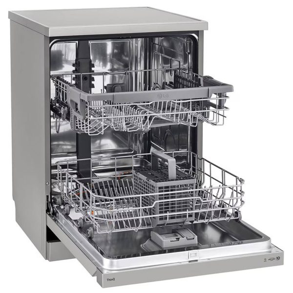 LG DFB512FP, 14 Place Free Standing Dishwasher with Inverter Direct Drive Technology, QuadWash, Easy Rack and ThinQ, Black