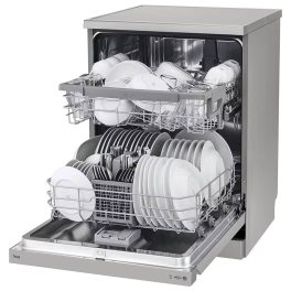 LG DFB512FP, 14 Place Free Standing Dishwasher with Inverter Direct Drive Technology, QuadWash, Easy Rack and ThinQ, Black