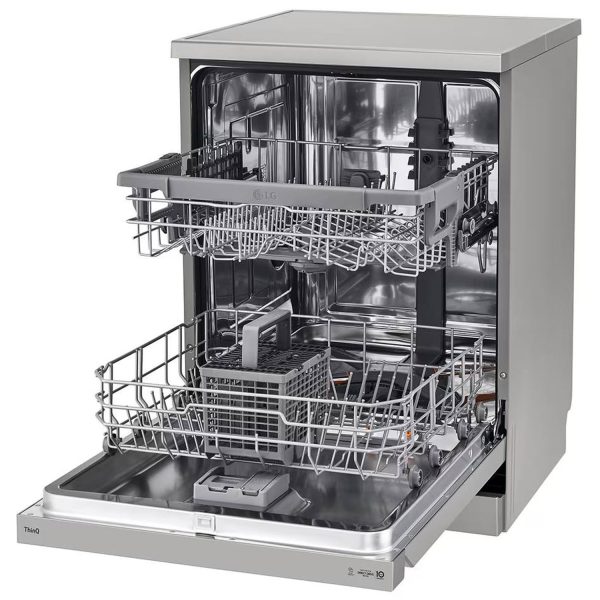 LG DFB512FP, 14 Place Free Standing Dishwasher with Inverter Direct Drive Technology, QuadWash, Easy Rack and ThinQ, Black