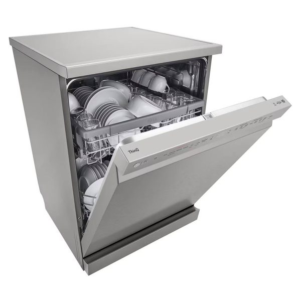 LG DFB512FP, 14 Place Free Standing Dishwasher with Inverter Direct Drive Technology, QuadWash, Easy Rack and ThinQ, Black