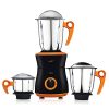 V-Guard Insignia, 750 Watt 3 Jar Mixer Grinder with Stainless Steel Jars, Hands Free Lid Lock and Spiral Duct Cooling System, Orange/Black