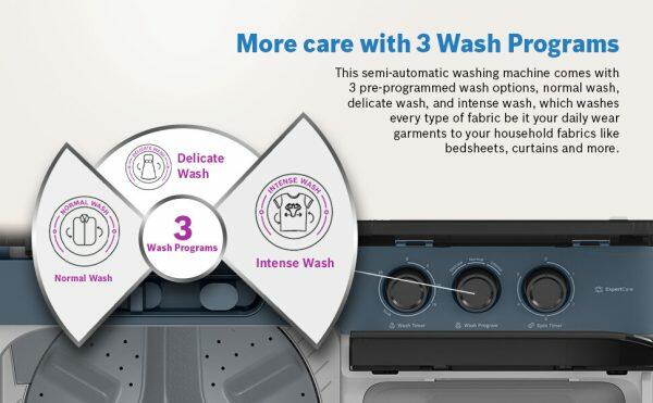 Bosch WJP802POIN, 8 KG Semi Automatic Machine with 5 Star Rating, Vario Pulsator, Wide Scrub Zone and Covered Controls, White Blue
