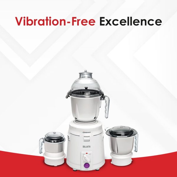 Sujata Dynamix, 900 Watt 3 Jar Mixer Grinder with 22000 RPM, Double Ball Bearing and Rust Free Stainless Steel Jar, Black