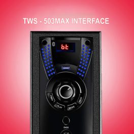 Akai TWS-503Max, 50 Watt Tower Speaker with Deep Bass Subwoofer, Remote and Karoke Compatible, Black