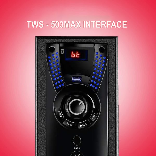 Akai TWS-503Max, 50 Watt Tower Speaker with Deep Bass Subwoofer, Remote and Karoke Compatible, Black