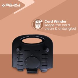 Bajaj SWX3 Deluxe, 800 Watt 2 Slice Sandwich Maker with Non-Stick Coated Plates, Buckle Handle and 2 Year Warranty, Black