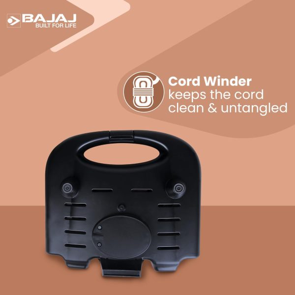 Bajaj SWX3 Deluxe, 800 Watt 2 Slice Sandwich Maker with Non-Stick Coated Plates, Buckle Handle and 2 Year Warranty, Black