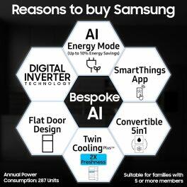 Samsung 396L 2 Star Double Door Refrigerator (RT41DG6A2BS8, Elegant Inox)