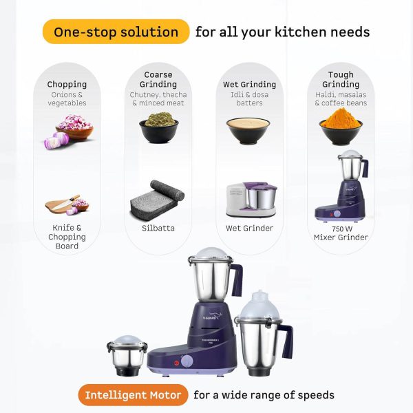 V-Guard 750 Watt Mixer Grinder (Thundermix L 750, Purple)