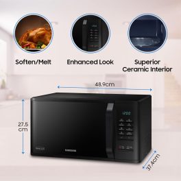 Samsung MS23A5315VK, 23 Litre Solo Microwave with Quick Defrost, Keep Warm, Ceramic Inside and Deodorization, Black