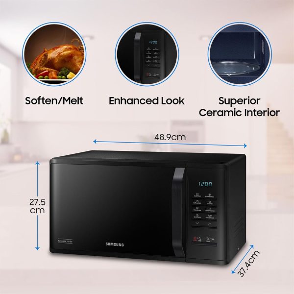 Samsung MS23A5315VK, 23 Litre Solo Microwave with Quick Defrost, Keep Warm, Ceramic Inside and Deodorization, Black