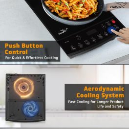 Vguard VIC 12, 1800 Watt Induction Cooktop with 8 Levels of Power and Temperature Setting, Digital Display and Soft switch Controls, Black