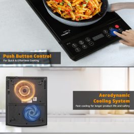 V-Guard VIC 02 V2, 1400 Watt Induction Cooktop with 7 Levels of Power and Temperature Setting, Digital Display and Soft switch Controls, Black