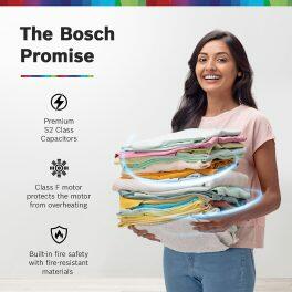 Bosch WJP802POIN, 8 KG Semi Automatic Machine with 5 Star Rating, Vario Pulsator, Wide Scrub Zone and Covered Controls, White Blue