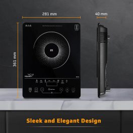 V-Guard VIRC02, 2000 Watt Infrared Induction Cooktop with Digital Display, BBQ Grill, Child Lock Function, Compatible for all cooking vessel and Feather Touch Control, Black