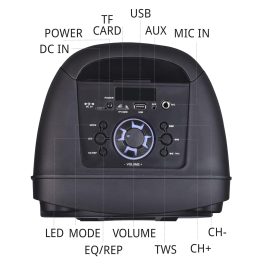 Akai PM-40P, 40 Watt Wireless Bluetooth Party Speaker with Dynamic Light Show, 6 Hour Playtime and Karoke Support with wired mic, Black