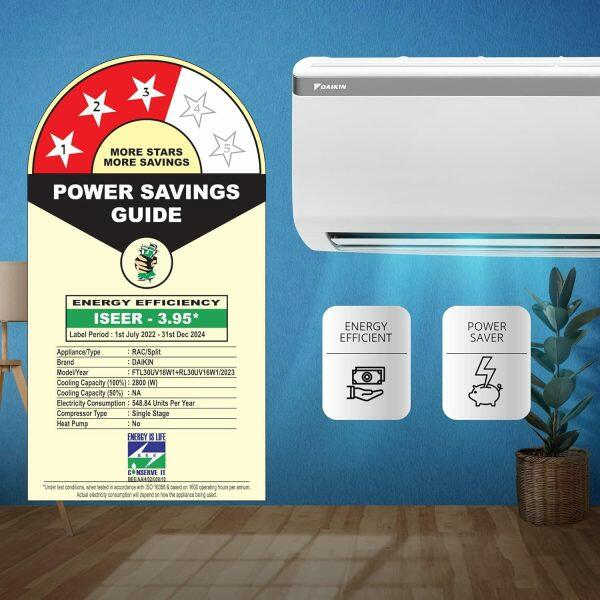 Daikin FTL30UV 0.9 Ton 3 Star Non-Inverter Split AC with Self Diagnosis PM 2.5 Filter, White