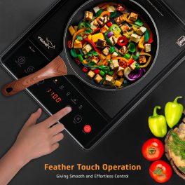 V-Guard VIRC02, 2000 Watt Infrared Induction Cooktop with Digital Display, BBQ Grill, Child Lock Function, Compatible for all cooking vessel and Feather Touch Control, Black