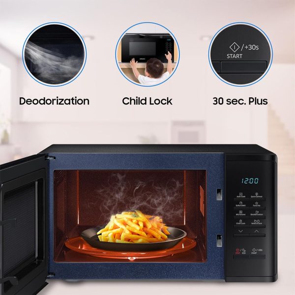 Samsung MS23A5315VK, 23 Litre Solo Microwave with Quick Defrost, Keep Warm, Ceramic Inside and Deodorization, Black